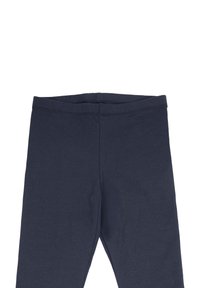 Donkerblauwe leggings van zacht, rekbaar materiaal. Kenmerkt zich door een gladde tailleband en geen zichtbare naden, wat zorgt voor een strakke, aansluitende pasvorm.