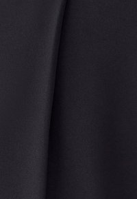 Black fabric with a smooth texture, featuring a slight sheen. The material has a fine weave and no visible patterns or accents.