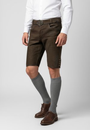 FRED - Pantaloni di pelle - bison gespeckt
