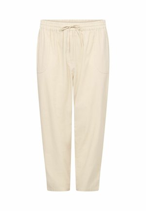 Beiga, lätta bomullsjoggers med elastisk midja, justerbar dragsko och sidofickor, med en avslappnad passform och cuffade anklar.