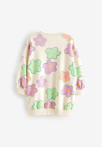 Next Strickkleid - ecru white lilac purple green daisy print