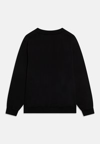 Black long-sleeve crewneck sweatshirt with ribbed cuffs and hem, shown from the back on a plain white background.