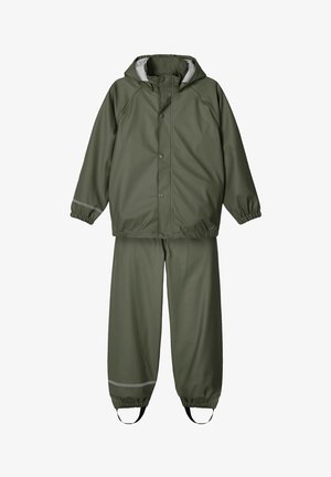 NKNDRY RAIN SET UNISEX - Lietaus kelnės - thyme