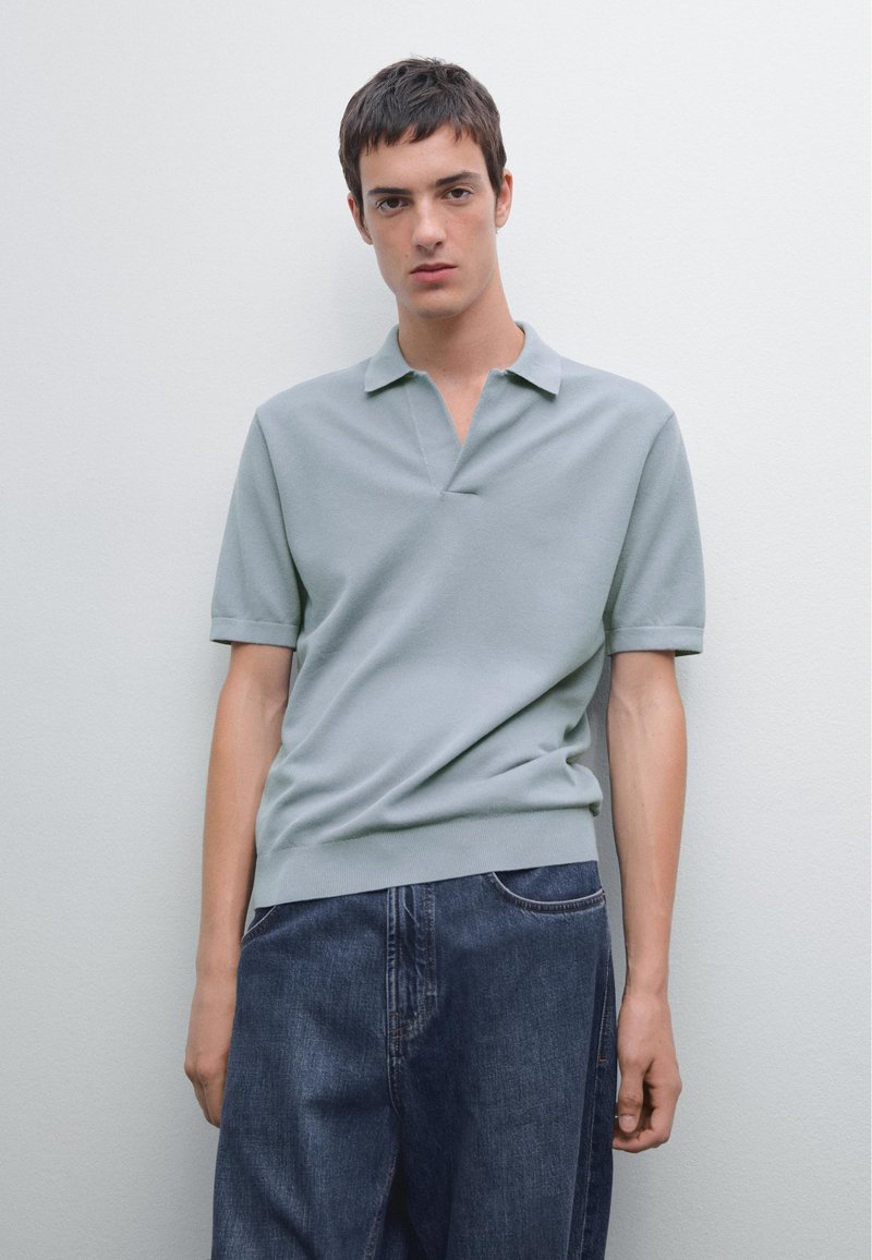 Massimo Dutti LIGHTWEIGHT V-NECK - Polotričko - blue