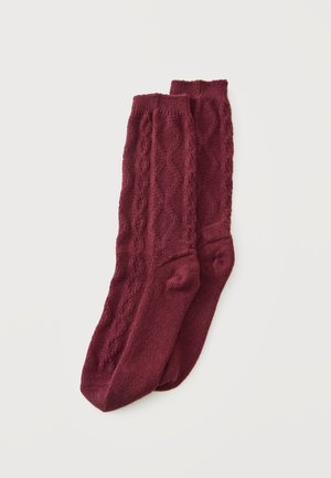 Lindex, LONG CABLE KNIT 2 PACK - Чорапи - bordeaux