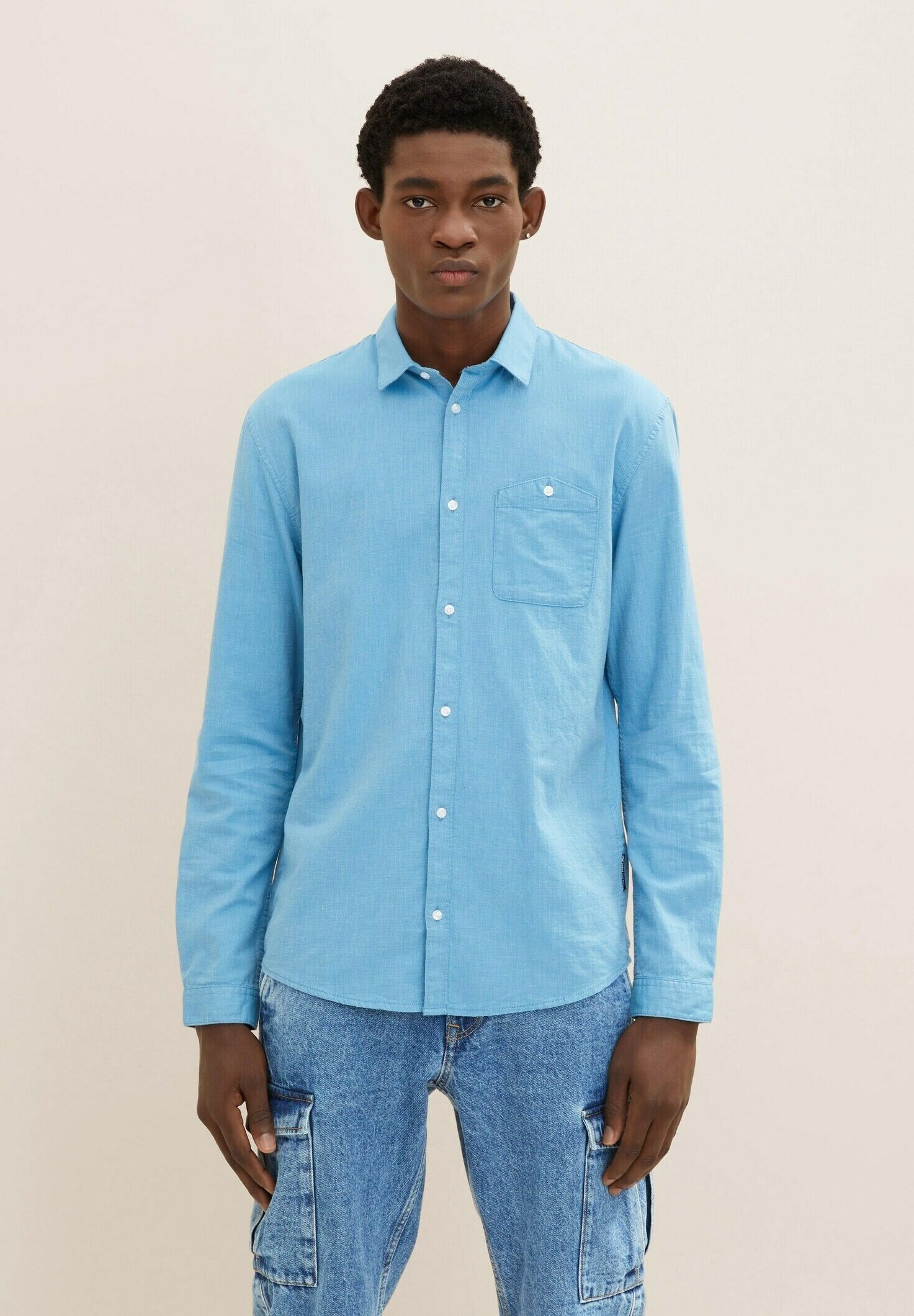 TOM TAILOR DENIM STRUKTURIERTES - Overhemd - teal blue off white  structure/blauw - Zalando.nl