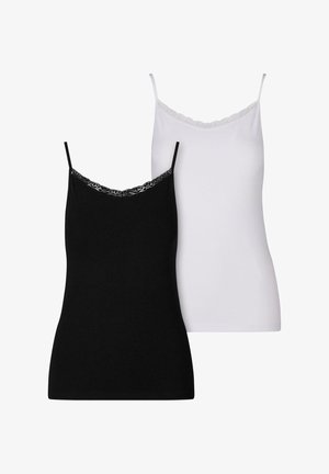 Eksponuojamos dvi maikutės: viena juoda, kita balta. Abi turi plonas petnešas ir nėrinių apdailą aplink kaklą. Pagamintos iš minkštos medžiagos.