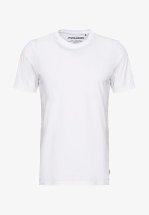 Bjela majica s kratkim rukavima izrađena od pamuka, s okruglim izrezom i jednostavnim dizajnom. Oznaka branda vidljiva na području vrata. Bez uzoraka ili akcenata.