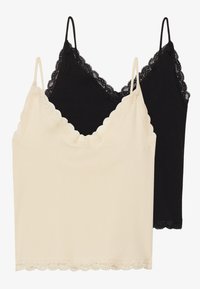 2 PACK - Top - black/beige