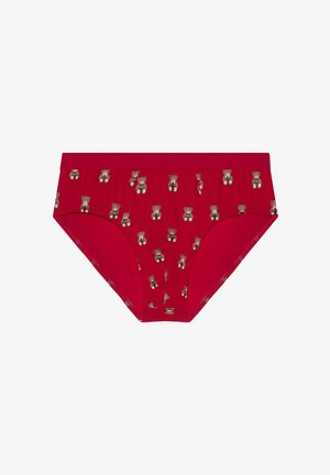 Culottes en coton rouge ornées d'un imprimé ludique de bears en différentes poses. Comprend une taille élastique et une texture lisse pour plus de confort.