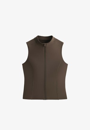 OYSHO, SLEEVELESS ZIP T-SHIRT 34701290 - Veste sans manches - dark brown