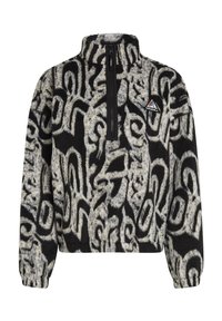 Zwart-wit gemarmerde fleece pullover met een kwart ritssluiting en een driehoekige O'Neill-logo patch op de borst.