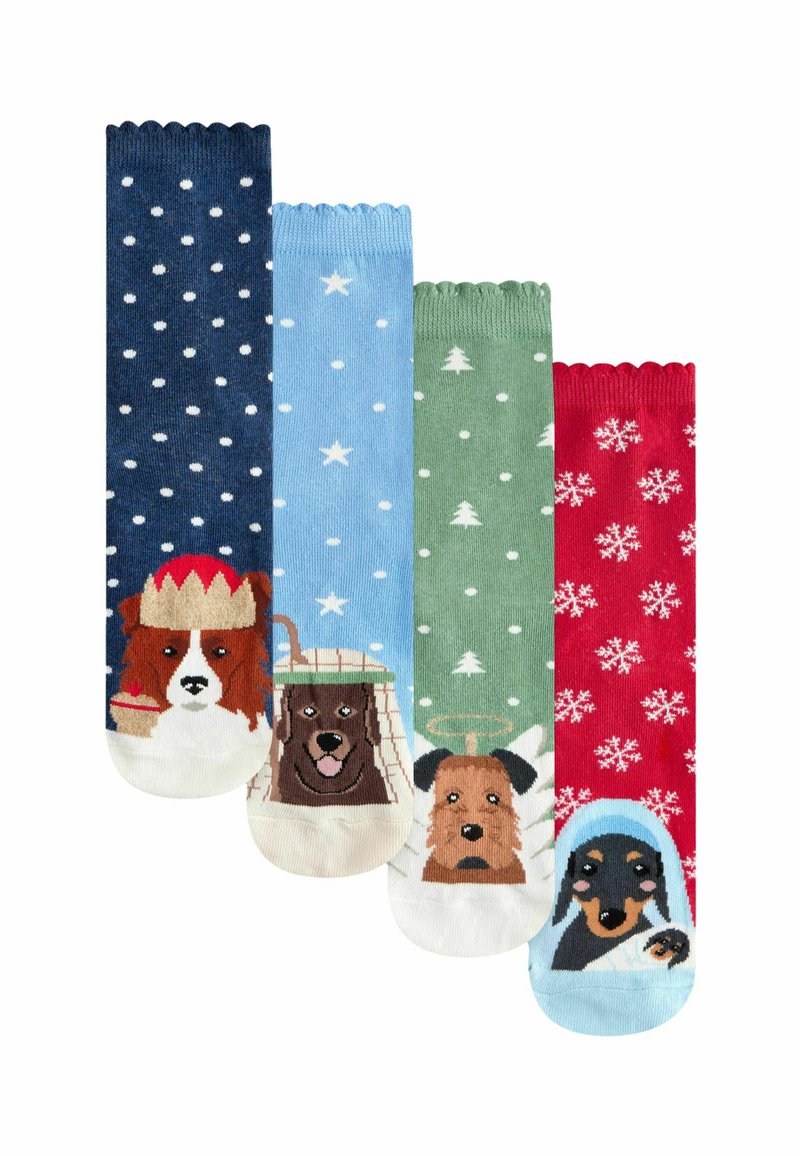 Next CHRISTMAS PATTERN 4 PACK.  REGULAR FIT - Strømper - nativity dogs