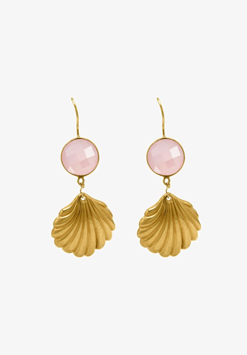 Gemshine MARITIM BEACH MUSCHEL ROSENQUARZE - Boucles d'oreilles - gold coloured