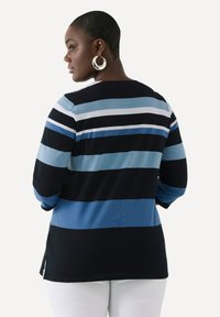 Ulla Popken STRIPED 3/4 SLEEVE TEE - Långärmad tröja - midnight blue