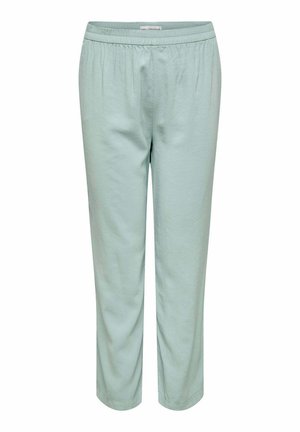 Pantaloni verde chiaro, comodi e morbidi con una vita elasticizzata. Realizzati in tessuto morbido, presentano gambe dritte e una texture liscia.