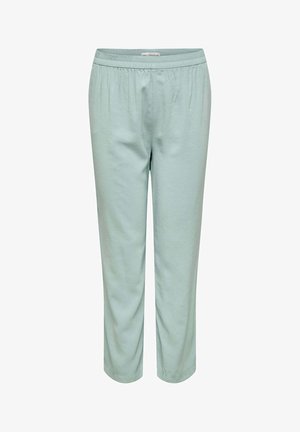 Pantaloni verde chiaro, comodi e morbidi con una vita elasticizzata. Realizzati in tessuto morbido, presentano gambe dritte e una texture liscia.