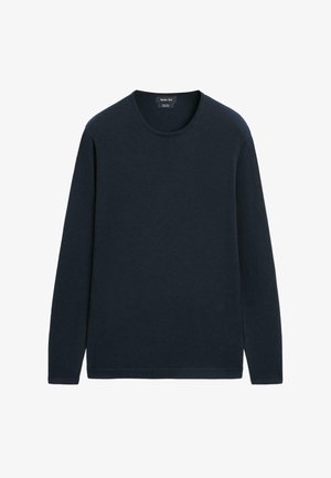 Marineblauwe longsleeve sweater met ronde hals van katoen met een gladde textuur, gelabeld Massimo Dutti.