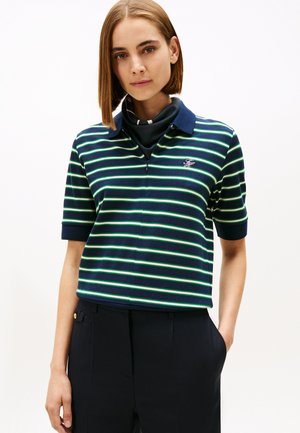 SCRIPT ZIP - Bluză polo - navy/nouv green/calico multi stp