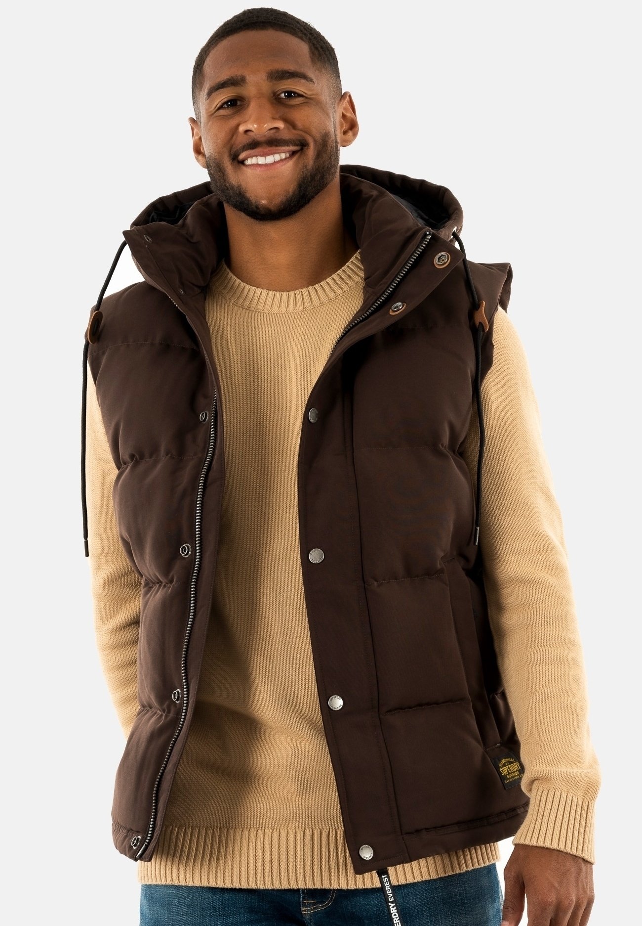 godtgørelse at straffe kartoffel Superdry Vest - dark brown/brun - Zalando.dk