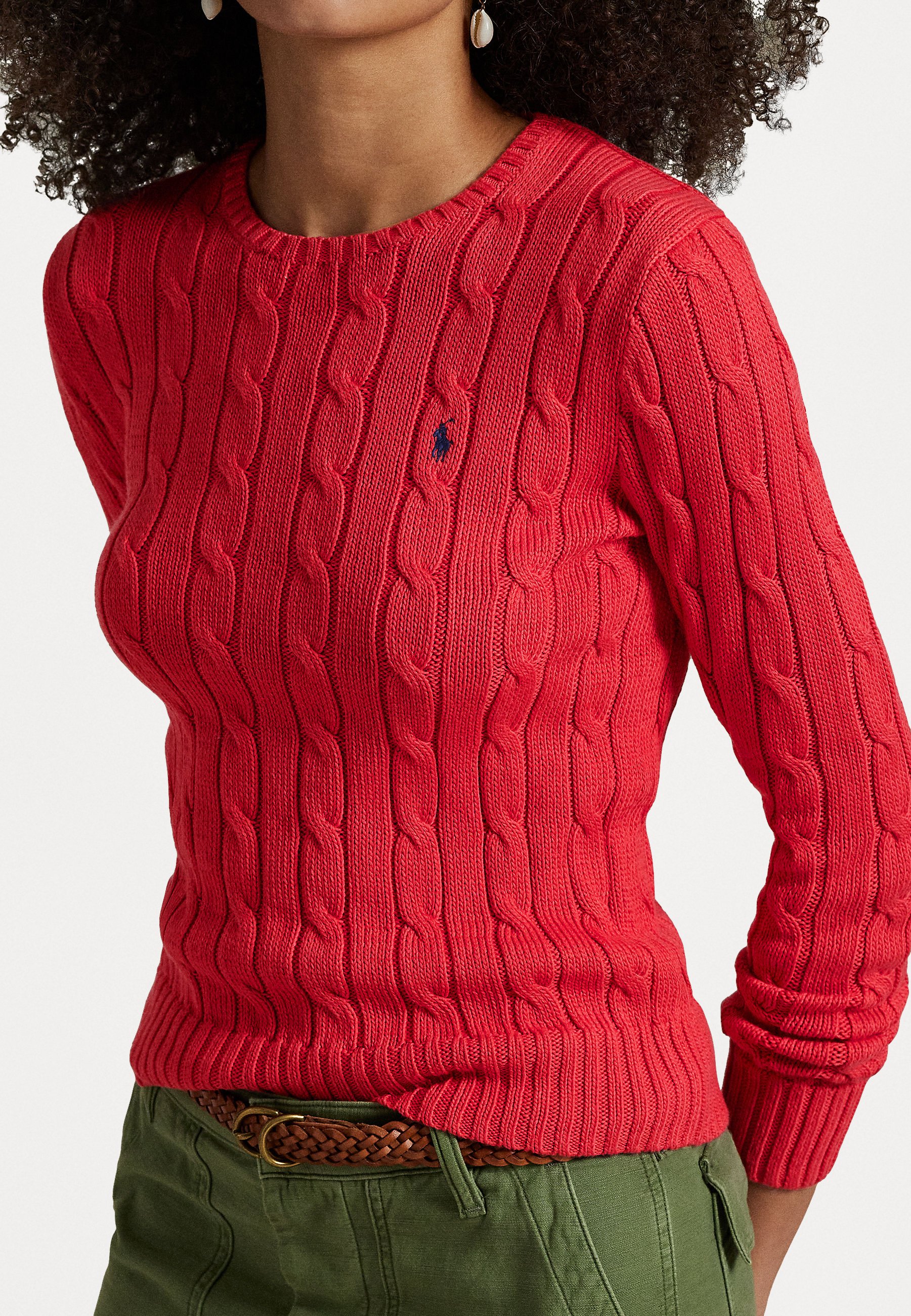 売れ筋商品|||ラルフローレン ニット&セーター レディース アウター CABLE KNIT COTTON CREWNECK SWEATER - Jumper - red ラルフローレン レディース ニット&セーター アウター CABLE
