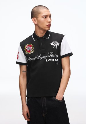 Bershka RETROSPORT - Pikeepaita - black