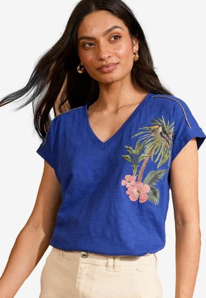 Love & Roses REGULAR FIT-V-NECK - Triko s potiskem - blue