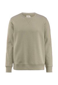 Hellgrüner Sweatshirt aus einer weichen Baumwollmischung, mit Rundhalsausschnitt, gerippten Bündchen und einem schlichten Design ohne Muster oder Akzente.