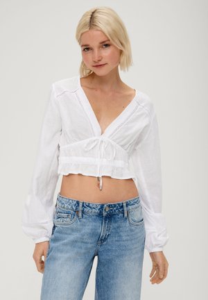 QS À LA TEXTURE ARMURÉE ORNÉ D’UN NŒUD - Bluse - weiß