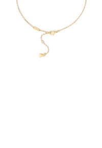 Delicate gouden ketting met een kreeftsluiting en een klein hartje dat hangt aan een verstelbare verlengkette.