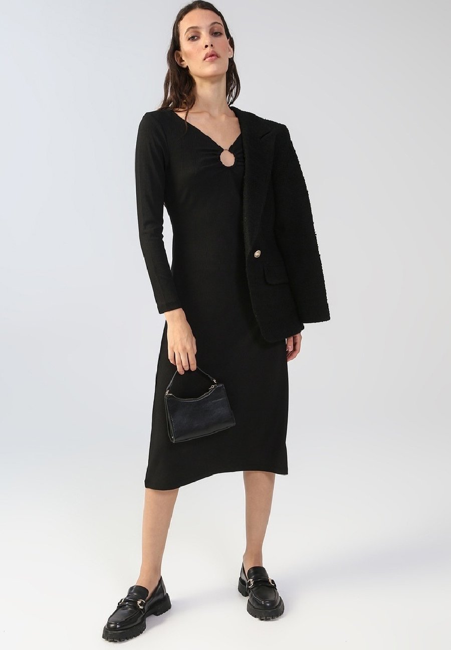 Fabrika Gebreide jurk - black/zwart - Zalando.nl