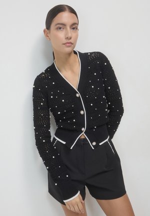 CON PERLE - Strickjacke - ultrablack