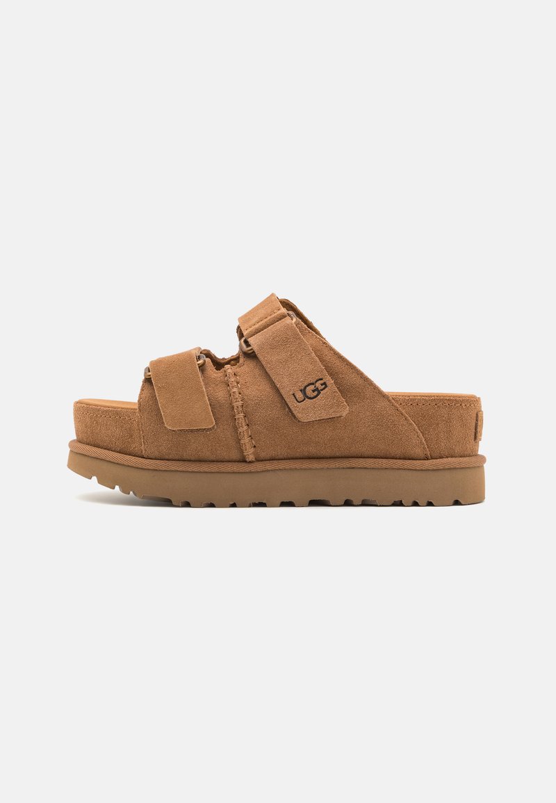 UGG GOLDENSTAR HI SLIDE - Ciabattine con tacco - chestnut