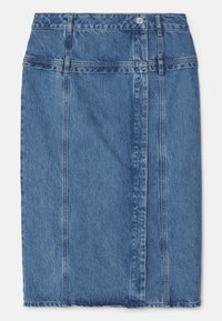 SLIT DETAIL MIDI SKIRT - Fustă denim - blue