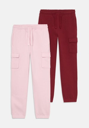 2 PACK - Tracksuit bottoms - dark red/pink