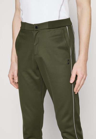 Ron Dorff TRACK PANTS WHITE PIPING - Teplákové kalhoty - dark oliver green