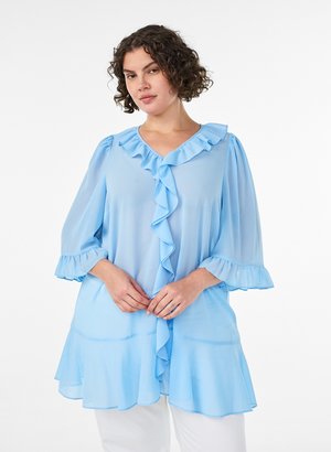Zizzi, TUNIKA MIT RÜSCHEN UND 3/4-ÄRMELN - Túnica - blau