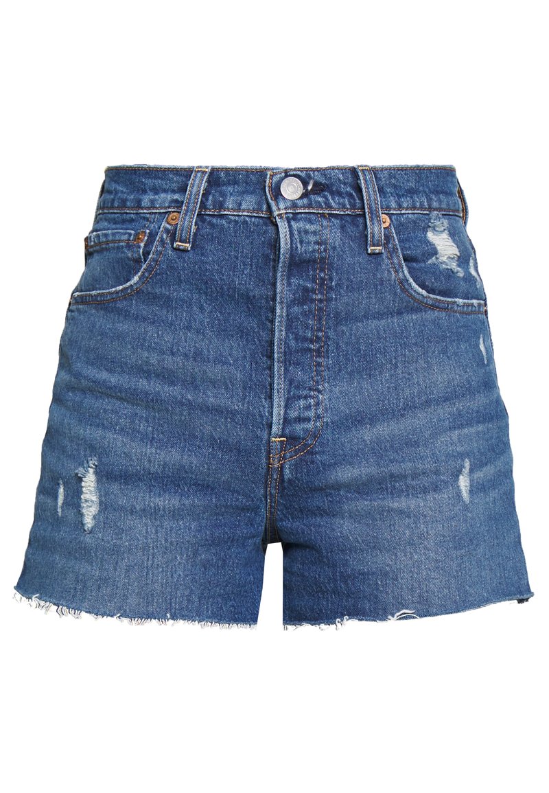 Levi's Ribcage Pantalones Cortos Vaqueros Para Mujer – Tiro Muy Alto, Perna Recta Y Bajo Recortado – Denim 99% Algodón