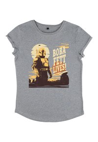 Henry Tiger BOOK OF BOBA FETT BOBA FETT LIVES - Triko s potiskem - melange grey