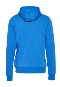 Felpa blu con cappuccio, dotata di tasca a marsupio frontale, polsini e orlo a costine. Realizzata in morbido tessuto con vestibilità comoda e un cappuccio ampio.