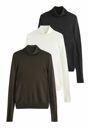 THE SET 3 PACK ROLL NECK - Pulover - black chocolate brown cream