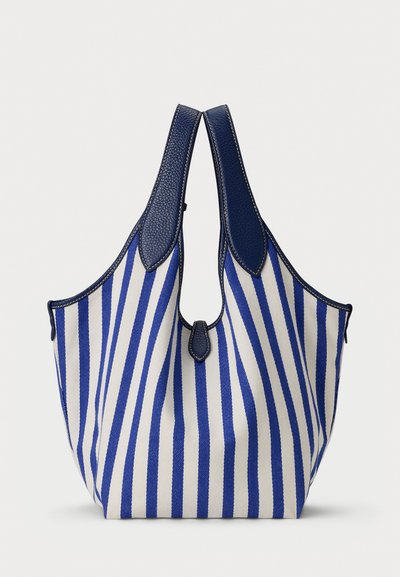 Polo Ralph Lauren POLO PLAY STRIPED CANVAS MEDIUM TOTE - Velika torba - ink/white