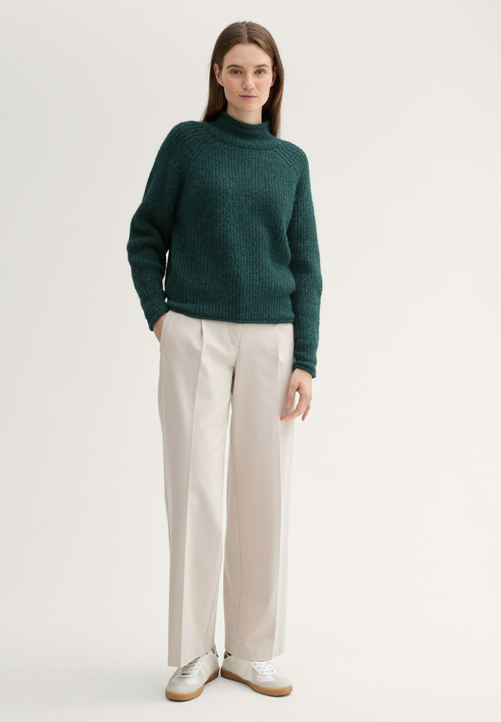 Tom Tailor Damen Pullover Mit Stehkragen – Weicher Winterpulli, Gerippt & Mit Ballonärmeln