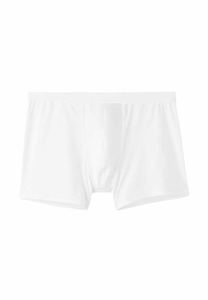 Weiße Boxer-Briefs aus weichem, dehnbarem Stoff. Mit einem Vorderpaket, elastischem Bund und glattem, nahtlosem Design.