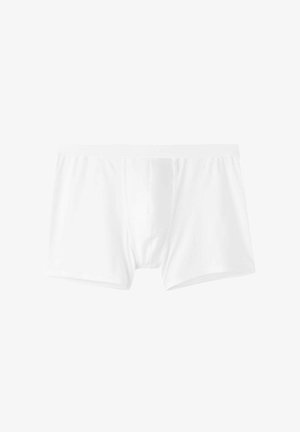 Weiße Boxer-Briefs aus weichem, dehnbarem Stoff. Mit einem Vorderpaket, elastischem Bund und glattem, nahtlosem Design.