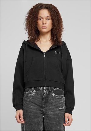 Karl Kani CROP HOODIE SMALL SIGNATURE ESSENTIAL - Užtrauktuku užsegamas treningas - black