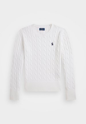 CABLE KNIT COTTON JUMPER - Maglione - optic white w/ navy