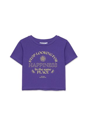 INSIDE CROP HAPPINESS - Camiseta estampada - morado