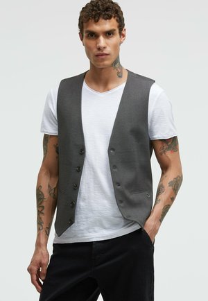 Camp David, CAMP DAVID ANZUGWESTE AUS INTERLOCK MIT HERRINGBONEMUSTER - Waistcoat - grey melange check