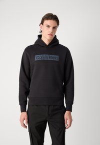 Calvin Klein BOX STRIPED LOGO HOODIE - Kapucni - black